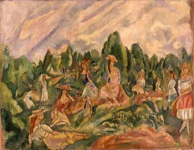 風景の中の若い女性たち」1920年頃（油彩・キャンバス） 作： Jules Pascin