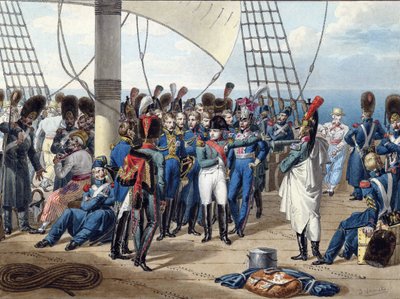 エルバ島から戻るナポレオン - ヴェルネ、ジュール (1792-1843) - 1815 - 紙に水彩 - 26,2x34,7 - 個人蔵 作： Jules Vernet