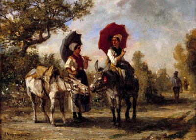 ロバの散歩道 ジュール・ヴェイラッソー（1828-1893）の絵画 19世紀 個人蔵 作： Jules Veyrassat
