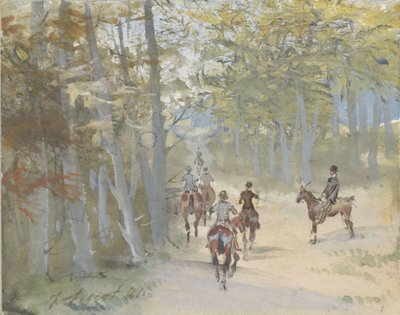 騎手のいる森の風景 作： Jules baron Finot