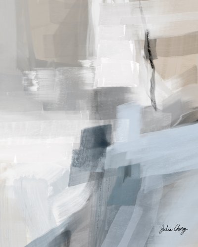 落ち着いた青の抽象画 作： Julia Cheney