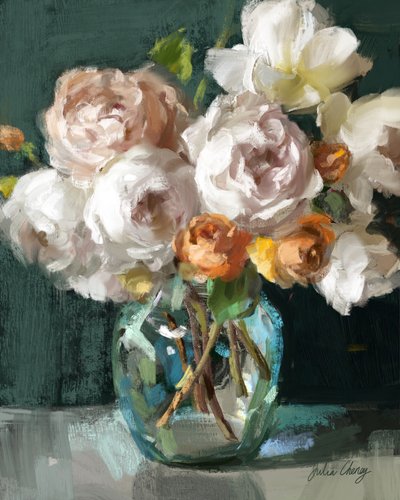 柔らかな花々の静物画 作： Julia Cheney