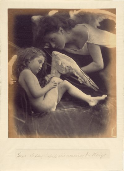 ヴィーナスがキューピッドを叱り、翼を取り除く 作： Julia Margaret Cameron