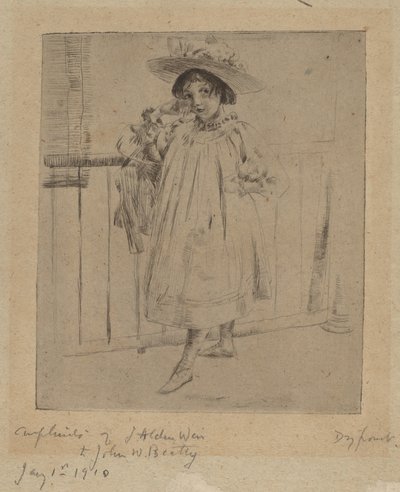 大きな帽子の少女 作： Julian Alden Weir