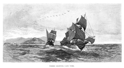 トレスがケープヨークを目撃、1606年、1886年 作： Julian Ashton