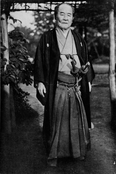 渋沢子爵、1840〜1931年、武士の刀を身に着けた、c1900、1921 作： Julian Leonard Street