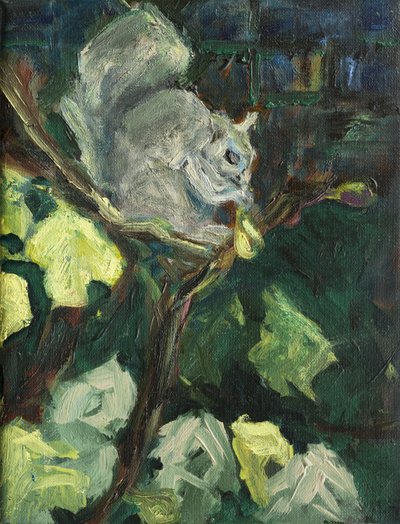 イチジク泥棒、2016、（canvas0の油 作： Julie Held