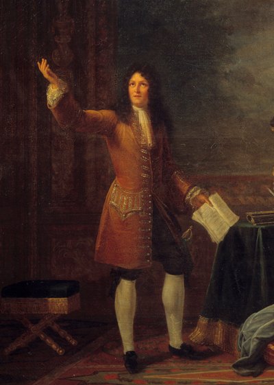 フランス国王の前で戯曲を読むジャン・ラシーヌ (1639-1699)。 ルイ14世（1638-1715）とフランソワーズ・ドービーニュ、マルキーズ（マダム）・ド・マンテノン（1635-1719）の前の絵画「「アタリー」を読むジャン・ラシーヌ（1639-1699）」の詳細。 Jによる絵画 作： Julie Philipault