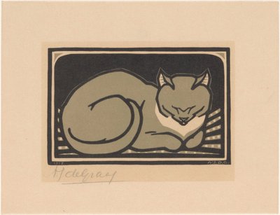 眠る猫 作： Julie de Graag (signed by artist)