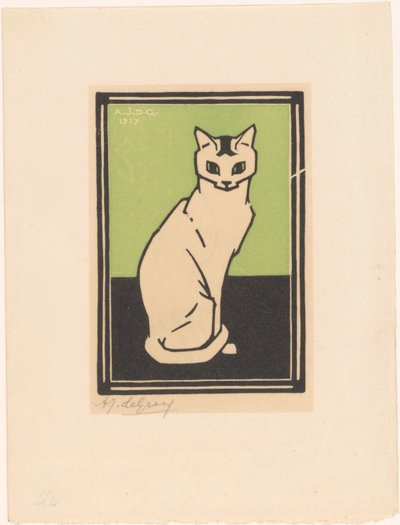 座る猫 作： Julie de Graag (signed by artist)