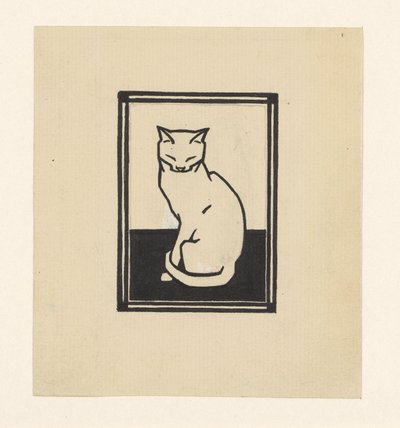 目を閉じて座っている猫 作： Julie de Graag