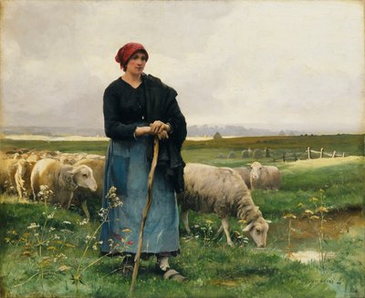 彼女の群れと羊飼い、 作： Julien Dupre