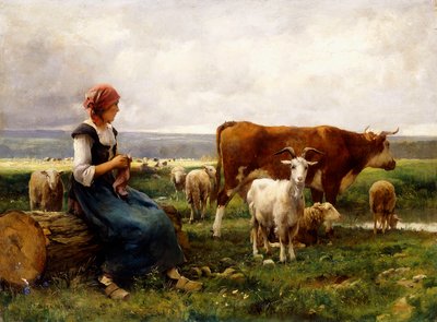 牛と山羊の羊飼い 作： Julien Dupre