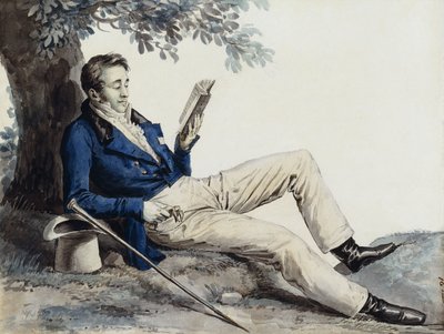 木の下で読書する若者 作： Julien Leopold Boilly