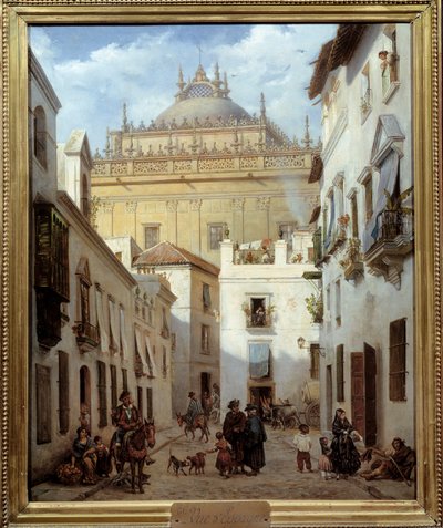 セビリアの眺め。ジュリアン・レオポルド・ボイリー（1796-1874）の絵画 作： Julien Leopold Boilly
