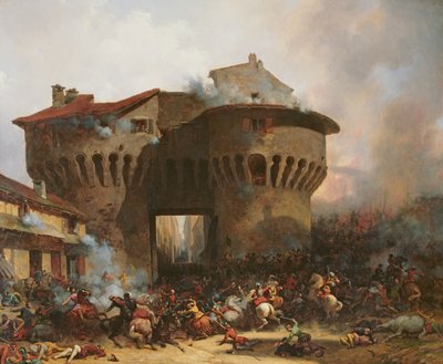 1562年、1833年にポルトパンネッサックで戦闘 作： Julien Michel Gue