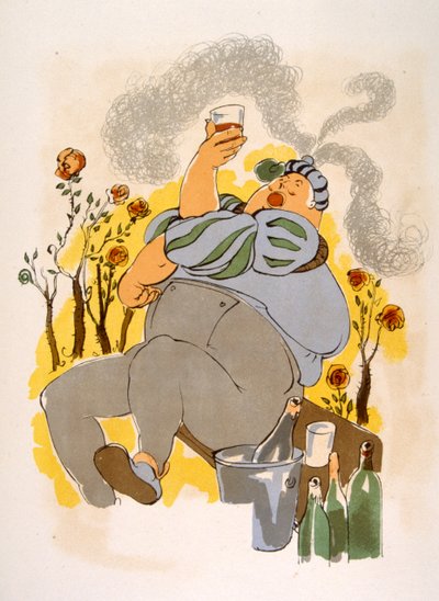 ユーモラスなワインのイラスト 1946.Illustration by Julien Pavil 作： Julien Pavil