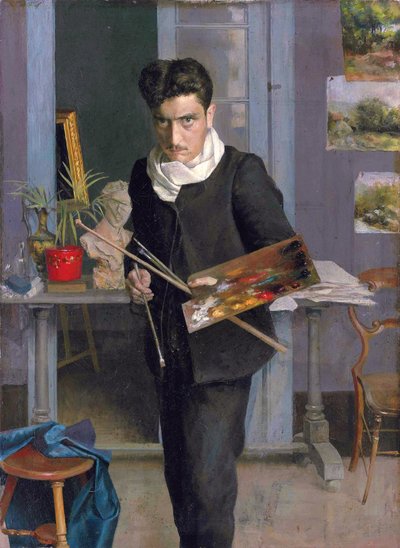 スペイン語：若き日の自画像 作： Julio Romero de Torres