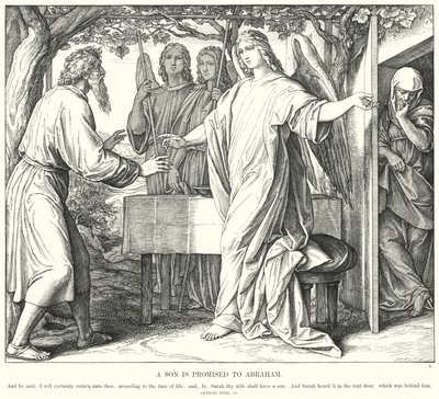 アブラハムには子が約束されている（彫刻 作： Julius (after) Schnorr von Carolsfeld