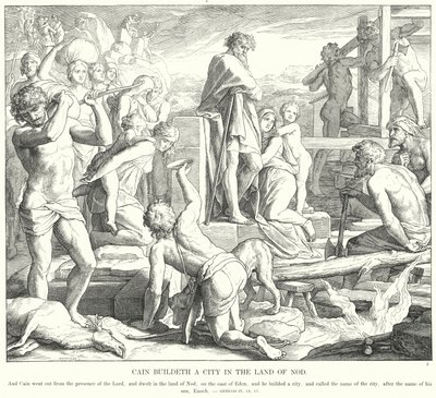 カインはノドの国に町を作った（彫刻 作： Julius (after) Schnorr von Carolsfeld