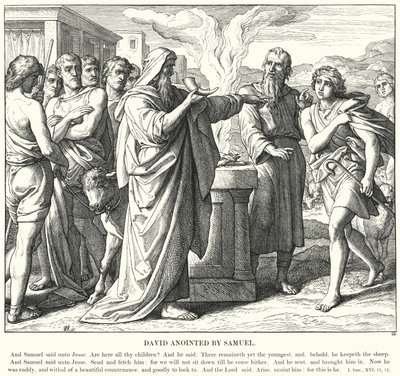 サムエルに油を注がれたダビデ（彫刻 作： Julius (after) Schnorr von Carolsfeld