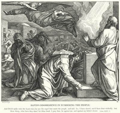 ダビデの不従順な民の数の数え方(エングレービング) 作： Julius (after) Schnorr von Carolsfeld