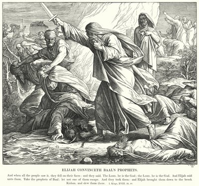 エリヤはバアルの預言者たちを説得した（エングレービング 作： Julius (after) Schnorr von Carolsfeld