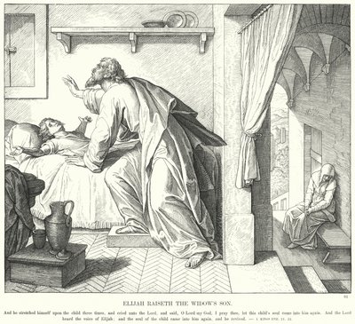 エリヤは寡婦の子を育てた（彫刻 作： Julius (after) Schnorr von Carolsfeld