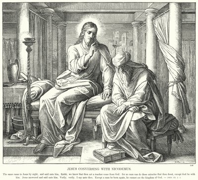 ニコデモと会話するイエス（彫刻 作： Julius (after) Schnorr von Carolsfeld