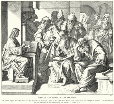 医師たちの中にいるイエス（彫刻 作： Julius (after) Schnorr von Carolsfeld