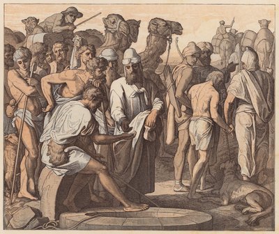 兄弟たちに売られたヨセフ、創世記、XXXVII、28（カラー版画） 作： Julius (after) Schnorr von Carolsfeld