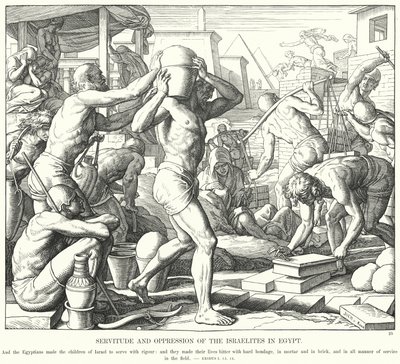 エジプトにおけるイスラエル人の隷属と抑圧（エングレービング 作： Julius (after) Schnorr von Carolsfeld