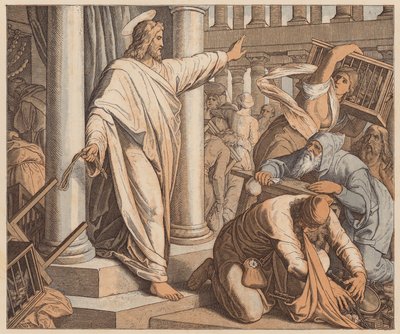 神殿から追い出された買い手と売り手、聖ヨハネ2世 作： Julius (after) Schnorr von Carolsfeld