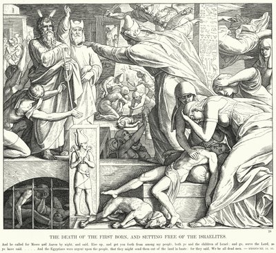 初子の死とイスラエル人の解放（彫刻作品 作： Julius (after) Schnorr von Carolsfeld