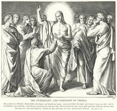 トマスの信じられないことと告白」（彫刻 作： Julius (after) Schnorr von Carolsfeld