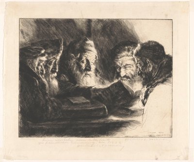 5人の読書ユダヤ人男性 作： Julius C. Turner (signed by artist)