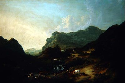 ケズィック近郊、サドルバック方面を望むセント・ジョンズ・ヴェイルの風景 作： Julius Caesar Ibbetson
