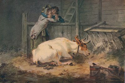 18世紀の牛小屋での求愛 作： Julius Caesar Ibbetson