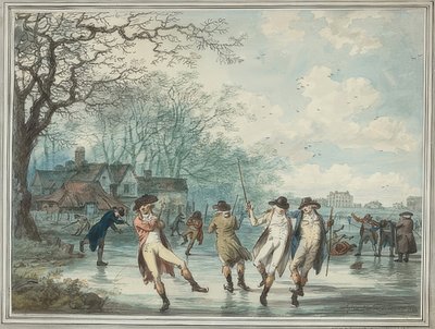 ハイドパークの蛇紋岩のスケーター。 1786 作： Julius Caesar Ibbetson