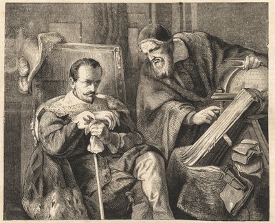 アルブレヒト・フォン・ヴァレンシュタイン（Waldstein）（1583-1634）と占星術師ジョヴァンニ・バッティスタ・セーニ（Seno, Zeno, Senno Zenno）（1600-1656）ユリウス・シュレーダーの絵の後で 作： Julius Friedrich Anton (after) Schrader