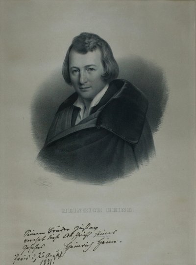 詩人ハインリッヒハイネの肖像1797-1856、1839 作： Julius Giere