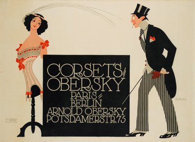 コルセット オーバースキー。 パリ - ベルリン。 Arnold Obersky、ポツダム通り。 75、1912。 作： Julius Klinger