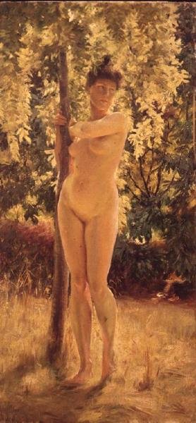 木陰での女性のヌード 作： Julius Leblanc Stewart
