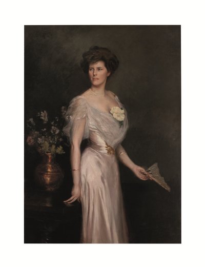 扇を持つ女性：アントニオ・イズナガ・スチュワート夫人の肖像 作： Julius Leblanc Stewart