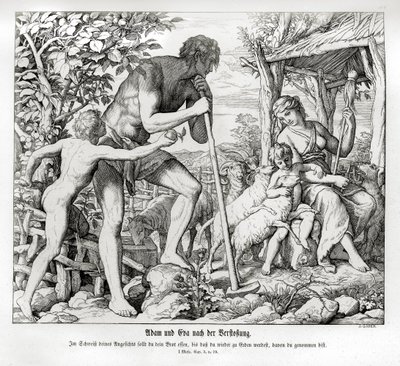 エデンから追放されたアダムとイブ（創世記 作： Julius Schnorr von Carolsfeld