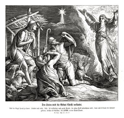 天使が羊飼いたちに現れる（ルカ福音書 作： Julius Schnorr von Carolsfeld