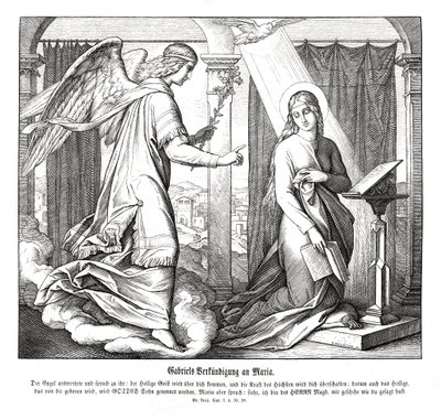 受胎告知、ルカの福音書 作： Julius Schnorr von Carolsfeld