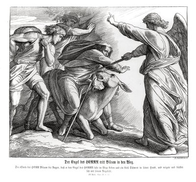 バラムが主の天使と出会う、民数記 作： Julius Schnorr von Carolsfeld