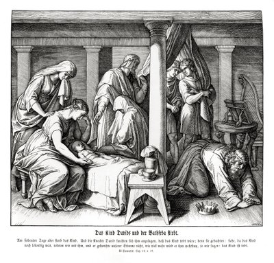 ダビデとバテシバの子供が死亡（第2サムエル記 作： Julius Schnorr von Carolsfeld