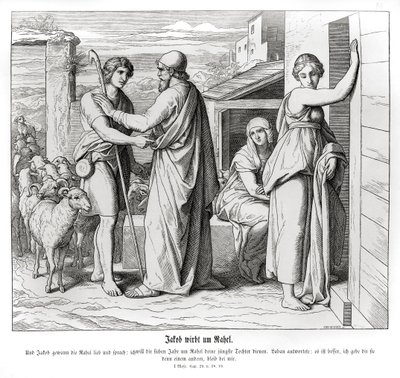 ジェイコブはラバンにレイチェルを妻として求める（創世記 作： Julius Schnorr von Carolsfeld